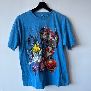 Vintage Bakugan Shirt Kids XL Blue Anime Cartoon Graphic Tee 2000s Dan Drago